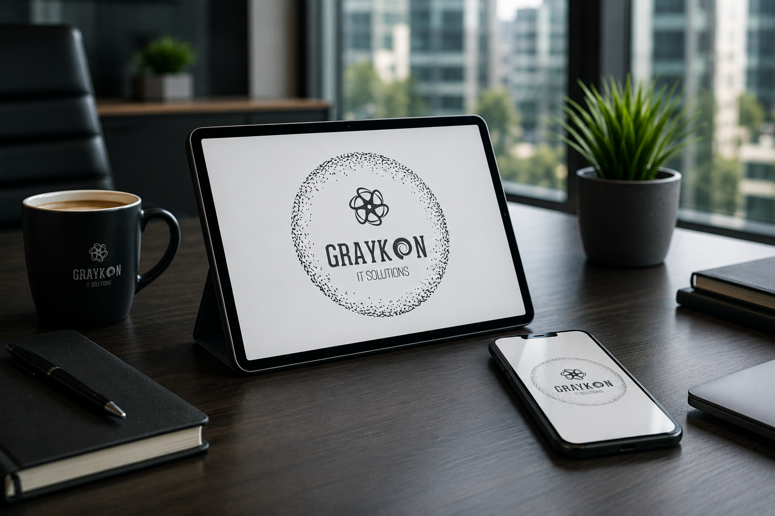 Graykon IT Solutions on tablet and phone