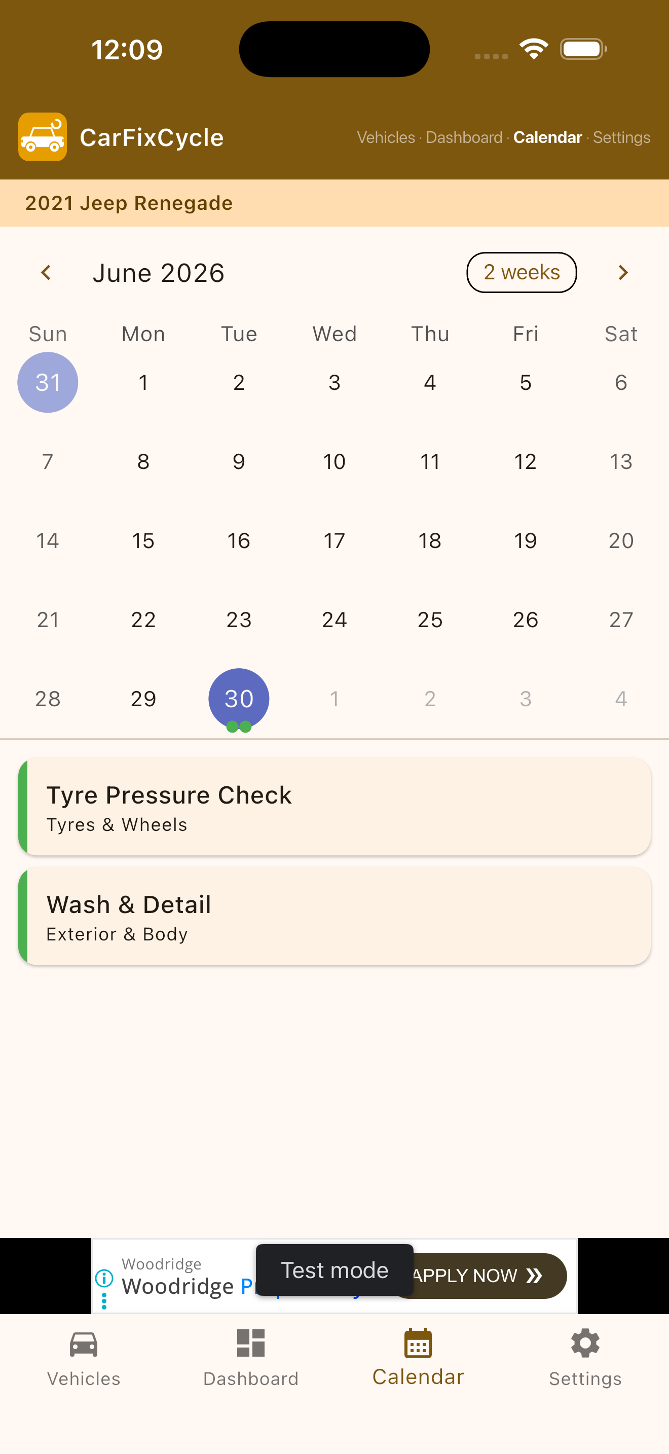 Calendar view