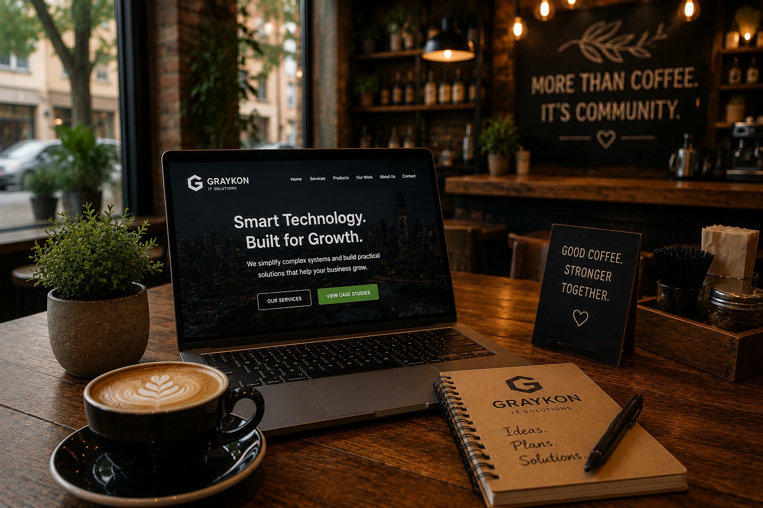 Working on a laptop in the coffee shop