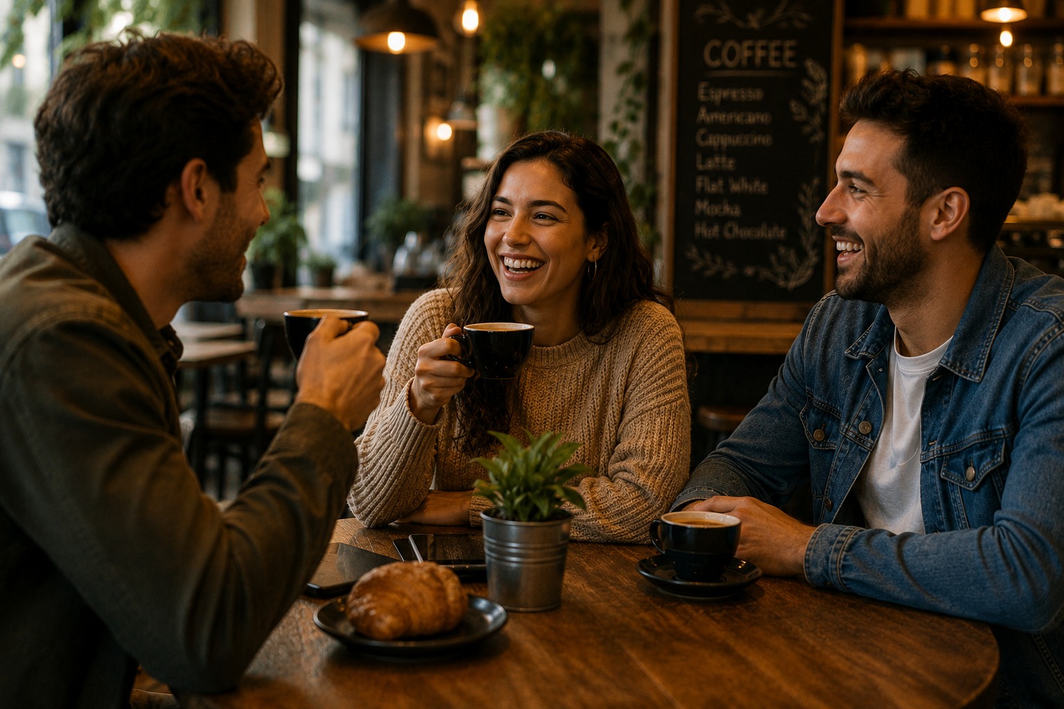Friends chatting over coffee